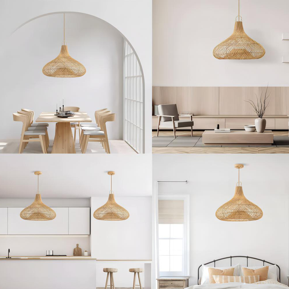 Wooden sheep lamps Chinese style Zen tea room B&B restaurant Hotel Lantern hand-woven lampshade vine art chandelier