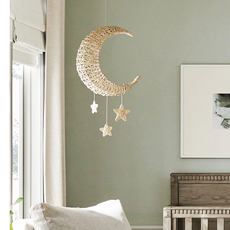 Fengji weaving grass weaving moon making star-shaped wall hanging decorations for children's room photography props wall hanging decorations