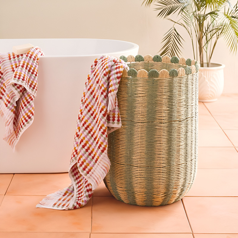 Household large capacity clothes, miscellaneous items, desktop snacks and toys sorting storage basket paper rope woven storage basket