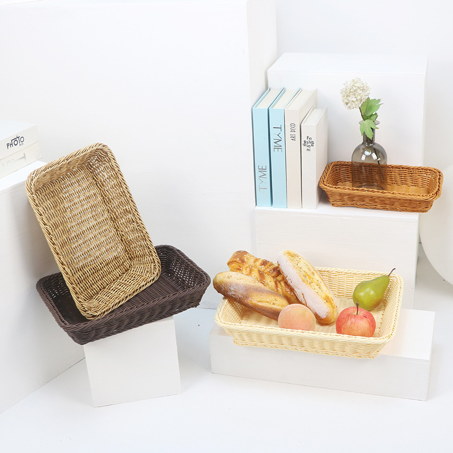 Japanese tray imitation rattan woven basket bread dessert plate fruit tray coffee table dried fruit candy snack storage basket