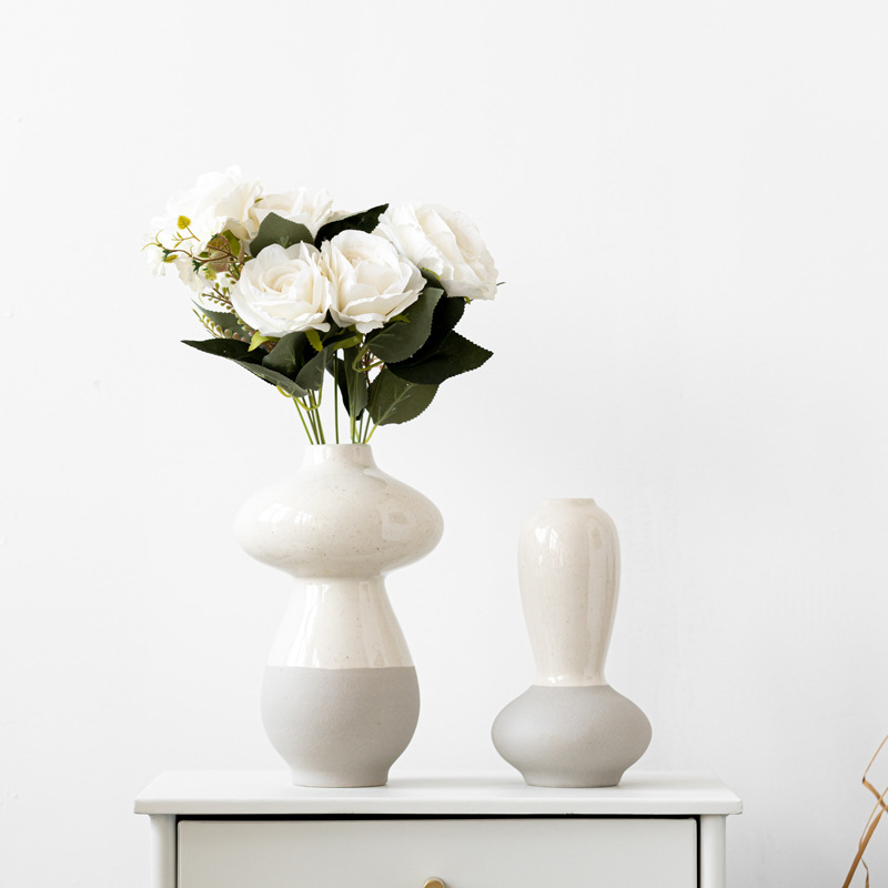 Style, vegetarian, two-color ceramic vase ornaments, handicrafts, home decorations