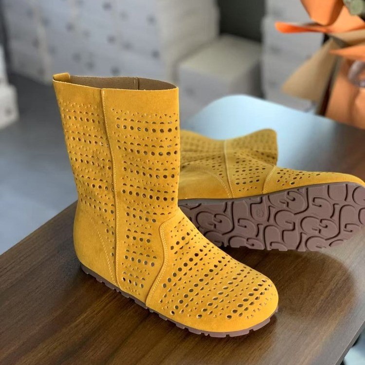 British style simple Maillard boots summer comfortable hollow breathable flat bottom sun boots short boots