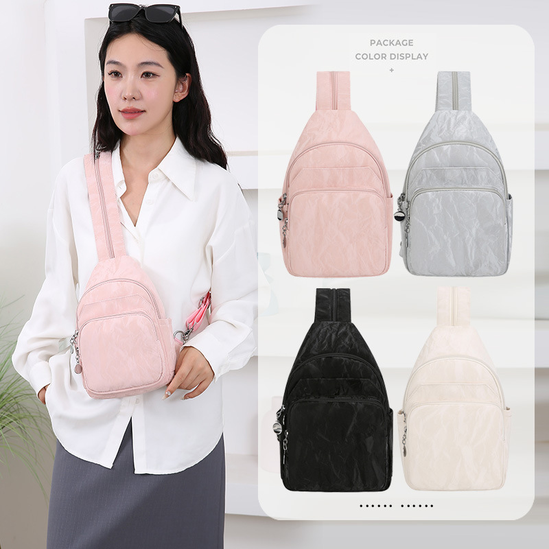 Soft leather dual-purpose crossbody chest bag for women fashion trend printed new Chinese style shoulder bag texture small backpack