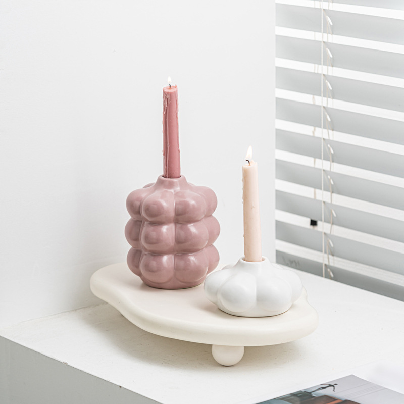 Wind bubble ceramic candlesticks, artistic geometric shapes, decorative desktop ornaments