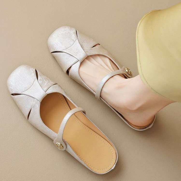 Wanziyan Chinese style slippers for women, women's toe sandals for women, summer wear exquisite high-end flat bottom
