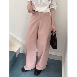 Real photo of pink wide-version scimitar trousers summer loose casual wide-leg work pants pink pants